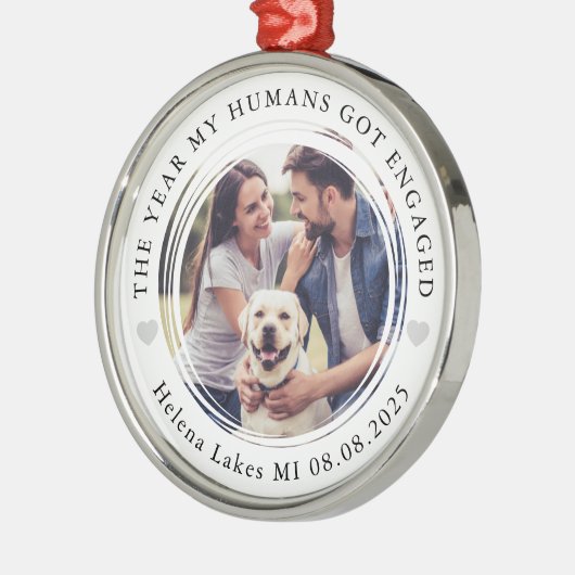 婚約犬ヒューマンフォトキープサケ メタルオーナメント (左)