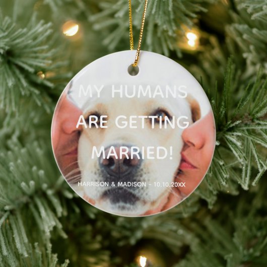 婚約発表カスタム写真クリスマス セラミックオーナメント (ツリー)