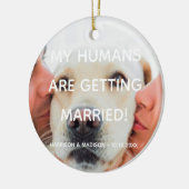 婚約発表カスタム写真クリスマス セラミックオーナメント (左)