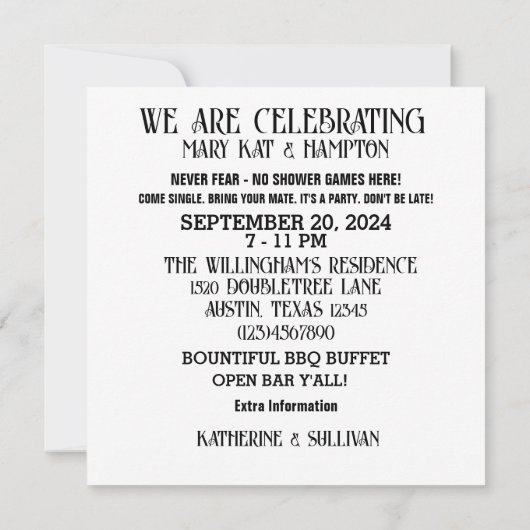 婚約発表パーティー時間 招待状 (裏面)