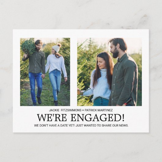 婚約発表写真スノーフレーク模様 ポストカード (正面)