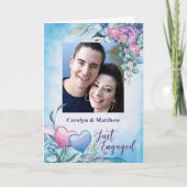 婚約発表紫と青の花 案内状 (正面)