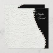 婚約白黒ヴィンテージパターン招待状 招待状 (正面/裏面)