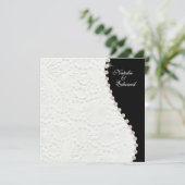 婚約白黒ヴィンテージパターン招待状 招待状 (スタンド正面)