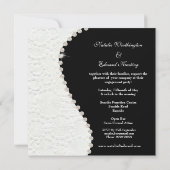 婚約白黒ヴィンテージパターン招待状 招待状 (裏面)