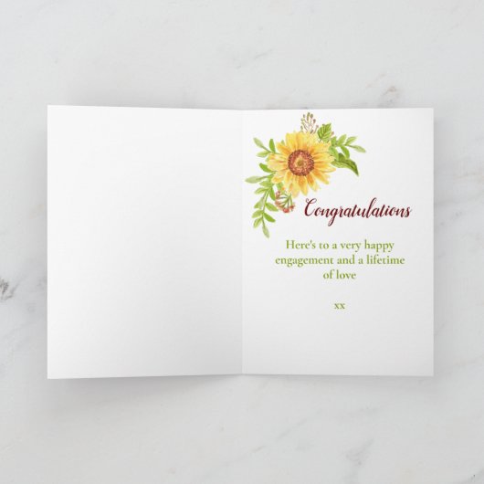 婚約素朴おめでとうフローラ カード (内部)