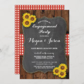 婚約素朴シャワーヒマワールチョーク招待状 招待状 (正面/裏面)