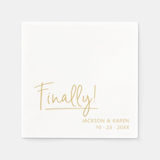 婚約結婚の |ついに! |紙ナプキン スタンダードカクテルナプキン (正面)