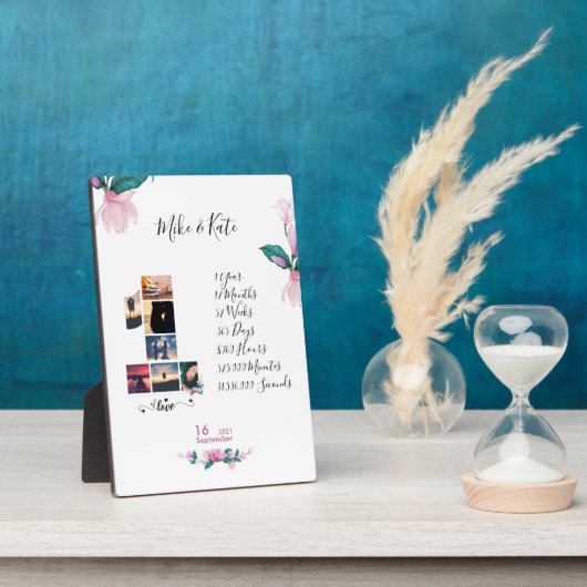 婚約結婚記念日コラージュ新婚 フォトプラーク (側面)