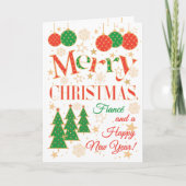 婚約者のためのクリスマスツリーとオーナメント カード (正面)