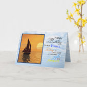 婚約者の誕生日カード。ヨットがヨットで走る。 カード (黄色い花)