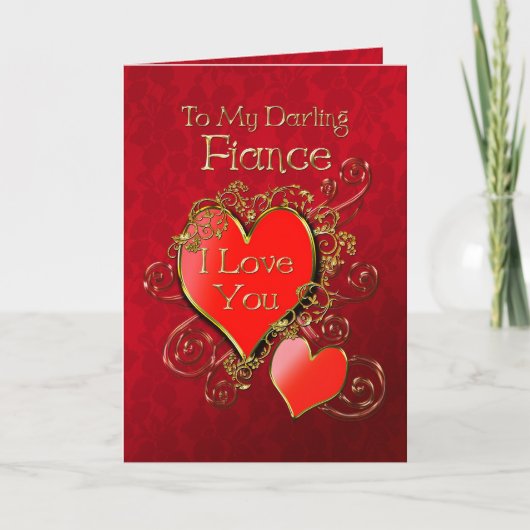 婚約者与えの愛を示すハート シーズンカード (正面)