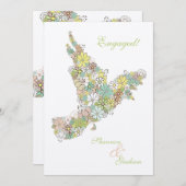 婚約花愛鳥のカスタムなパーティーの招待 招待状 (正面/裏面)