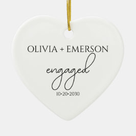 婚約記念ハート セラミックオーナメント