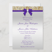 婚約金ゴールドシークインズ深いパ王室のープルボウ 招待状 (裏面)