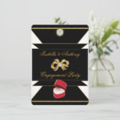 婚約金ゴールドダイヤモンドリングや輪レッドブラックパーティー 招待状 (スタンド正面)