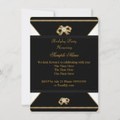 婚約金ゴールドダイヤモンドリングや輪レッドブラックパーティー 招待状 (裏面)