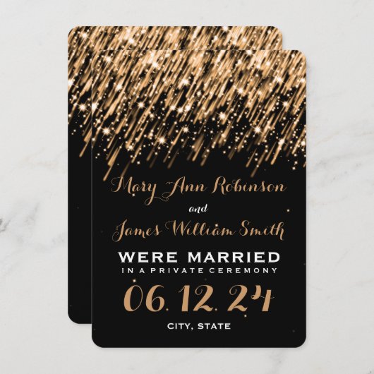 婚約駆エレガントけ落ち星金ゴールド 案内状 (正面/裏面)