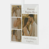 婚約4フォトコラージュクリスマスホリデー ガラスオーナメント (正面左)