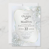 婚約 |アイスブルーきらめく葉 招待状 (正面)