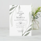 婚約 |セージモダンの緑の葉 招待状 (スタンド正面)