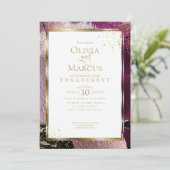 婚約 |モダン抽象芸術はっきりしたワインストローク請求書 招待状 (スタンド正面)