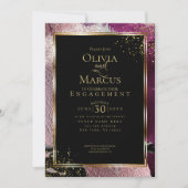 婚約 |モダン抽象芸術はっきりしたワインストローク 招待状 (正面)