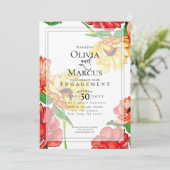 婚約 | モダン花紅黄 招待状 (スタンド正面)