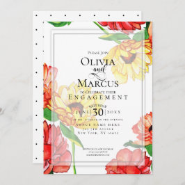 婚約 | モダン花紅黄 招待状