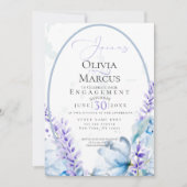 婚約 |ラベンダーの水彩 – Dusty Blue 招待状 (正面)