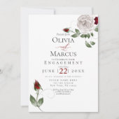 婚約 |水の色ダスティーマウブとカベルネット 招待状 (正面)