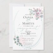 婚約 | 水モダン色ユーカリの葉 招待状 (正面)