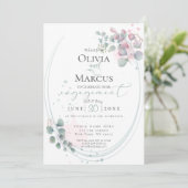 婚約 | 水モダン色ユーカリの葉 招待状 (スタンド正面)