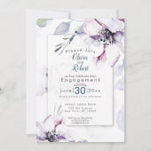 婚約 |水彩の花と葉 招待状 (正面)