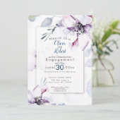 婚約 |水彩の花と葉 招待状 (スタンド正面)