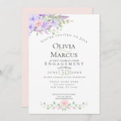 婚約 |水彩スカイブルーアネモンガーデン 招待状 (正面/裏面)