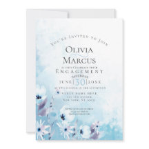 婚約 |水彩スカイブルーアネモンガーデン