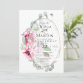 婚約 | 水彩ピンクポピスユーカリ 招待状 (スタンド正面)