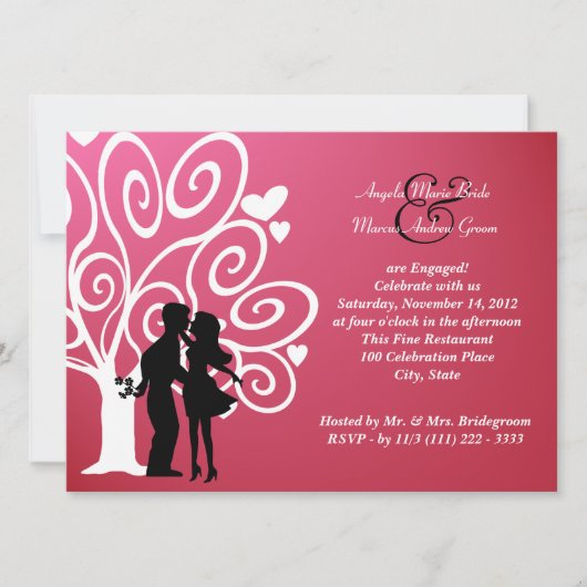 婚約/結婚のシルエット 招待状 (正面)