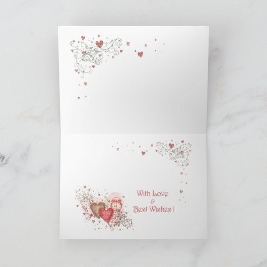 婚約、結婚式または記念日の挨拶状 カード (内部)