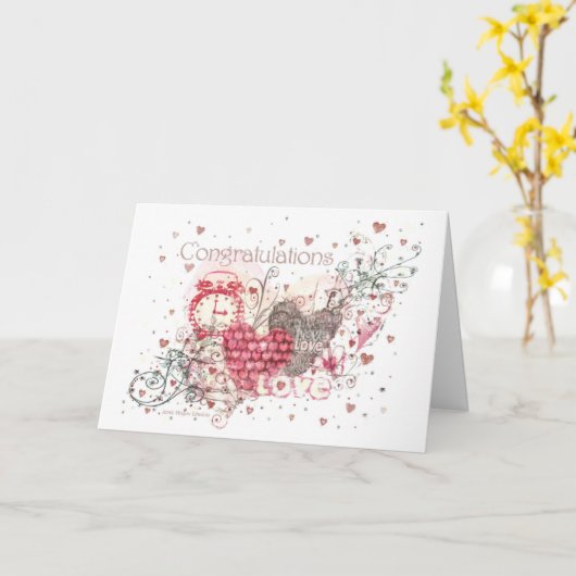 婚約、結婚式または記念日の挨拶状 カード (黄色い花)