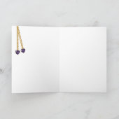 婚約、金ゴールドパープルダイヤモンドおめでとう カード (内部)