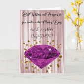 婚約、金ゴールドパープルダイヤモンドおめでとう カード (黄色い花)