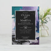 婚約 | Chic はっきりした Orchid Aqua Metallic 招待状 (スタンド正面)