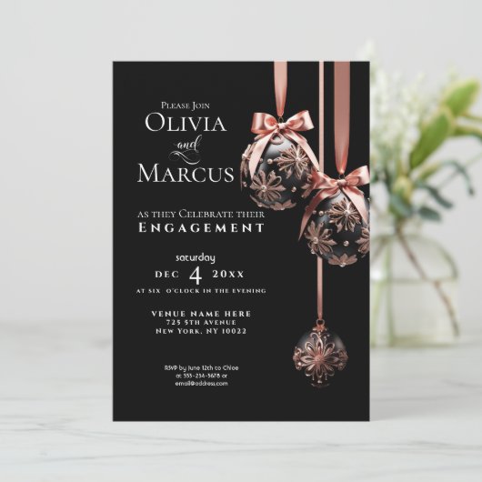 婚約 | Winter Pink and Onyx Bables 招待状 (スタンド正面)