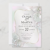 婚約 | Wispy Pink Shimmery葉 招待状 (正面)