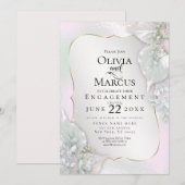 婚約 | Wispy Pink Shimmery葉 招待状 (正面/裏面)