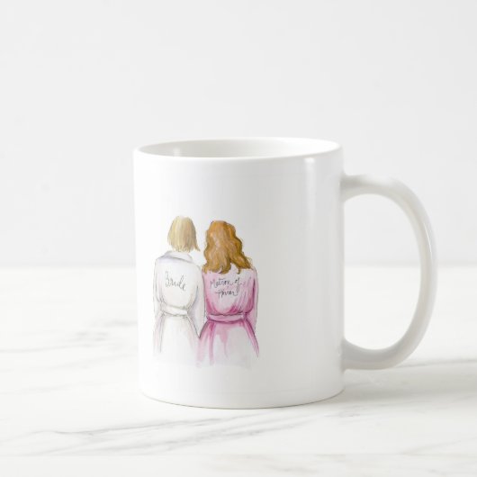 婦人か。 ボブのブロンドの花嫁暗いBlは女中を振ります コーヒーマグカップ (右)