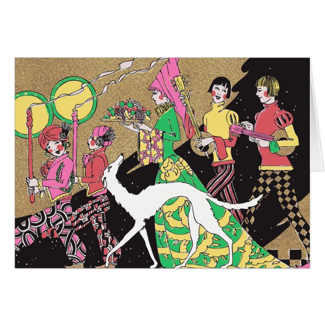婦人とボルゾイと何人かの男 (正面横)
