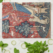 婦人と一角獣（ユニコーン） キッチンタオル (折り畳み)